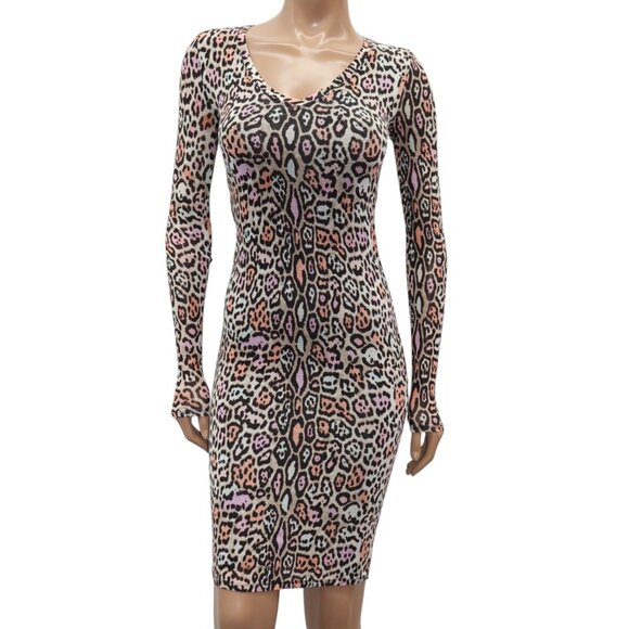 BCBG Maxarzria Bodycon Leopard Animal Print Mini Dress XS - Picture 1 of 8